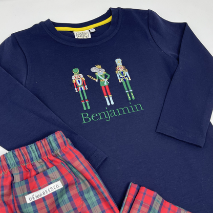 Christmas Nutcracker Trio Embroidery Boys T-Shirt