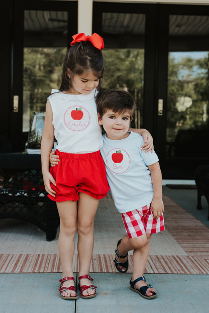 Apple Scallop Patch Applique Girls Applique Top
