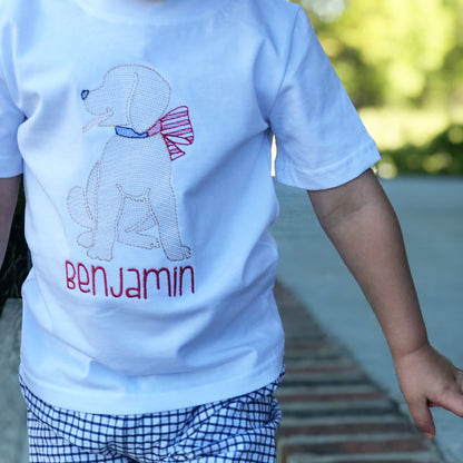 Patriotic Pup Embroidery T-Shirt