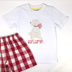 Patriotic Pup Embroidery T-Shirt