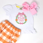 Pumpkin Frame Monogram Girls Top