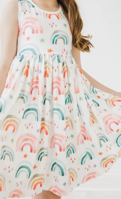 Rainbow Sleeveless Twirl Dress