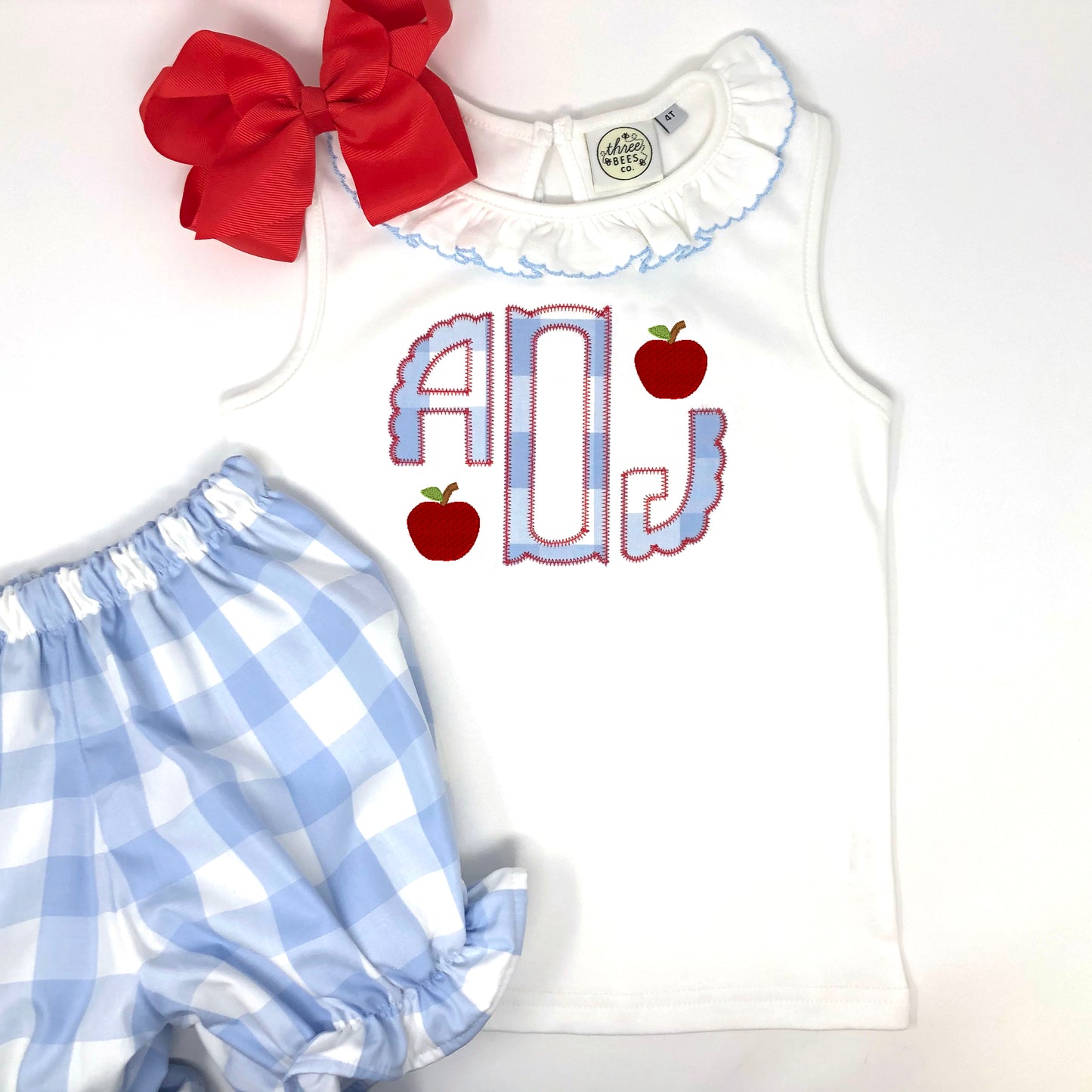 Scallop Monogram Applique Girls Top