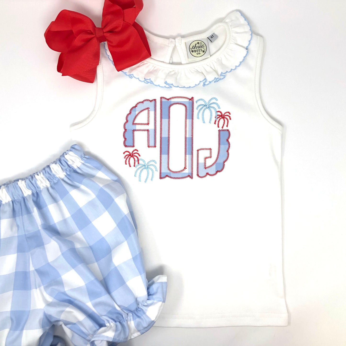 Scallop Monogram Applique Girls Top