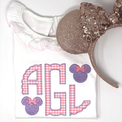 Scallop Monogram Applique Girls Top