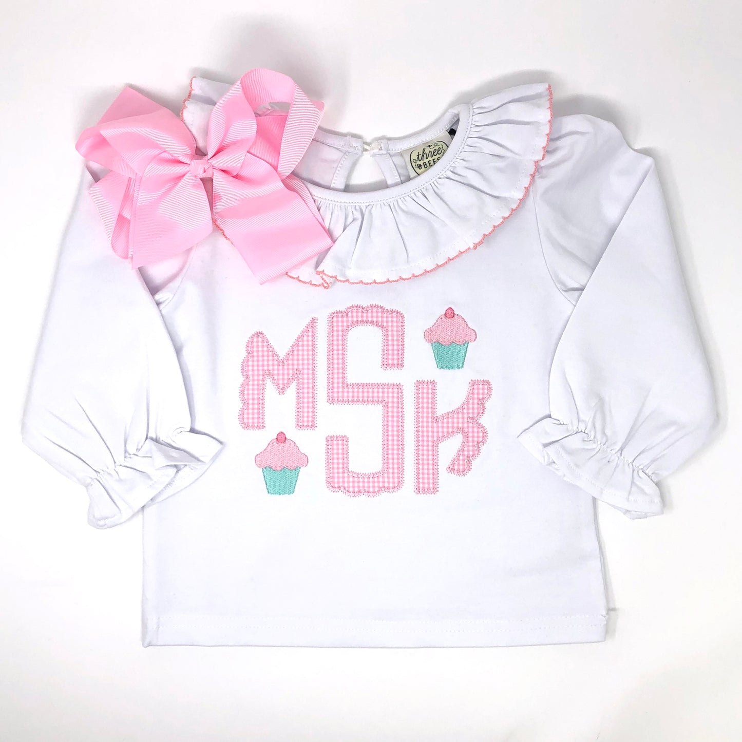 Scallop Monogram Applique Girls Top