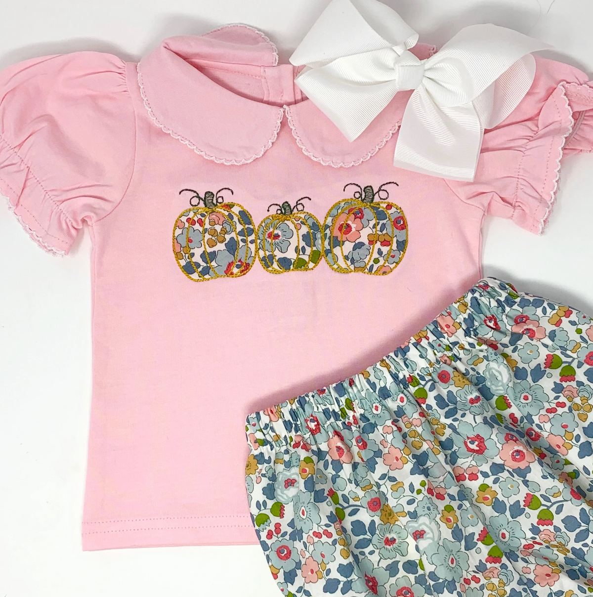 Pumpkin Trio Girls Applique Top