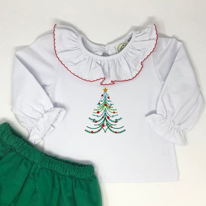 Vintage Christmas Tree Embroidery Top